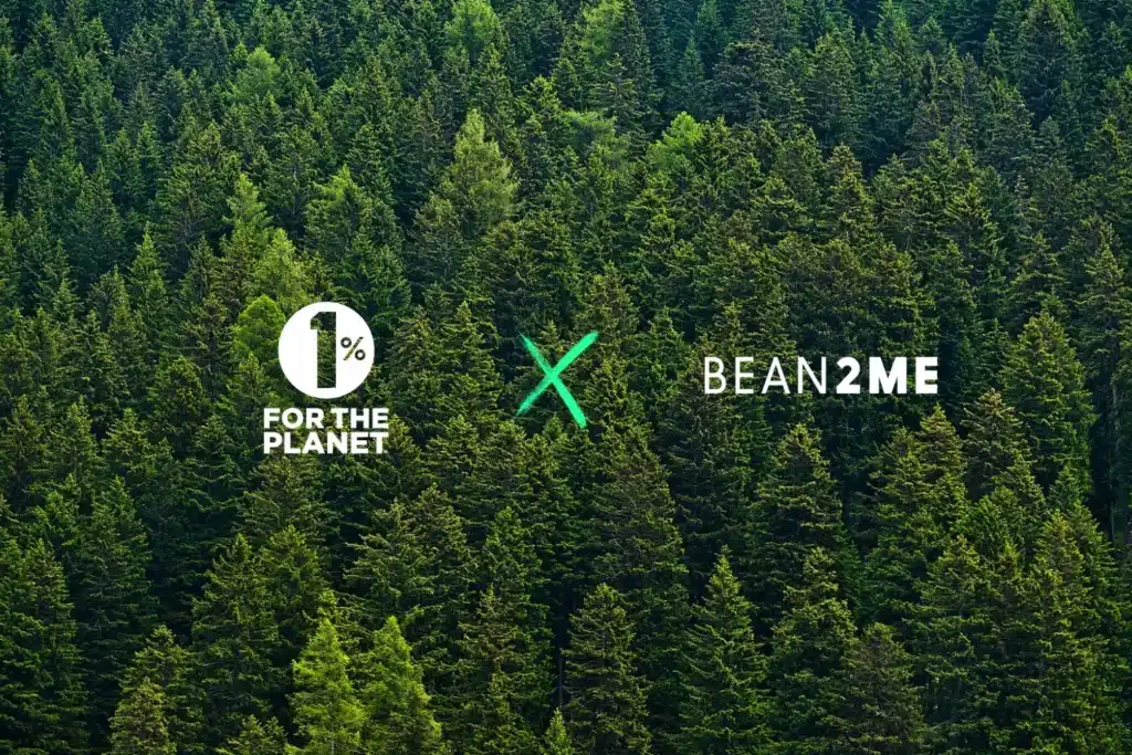 logo 1% for the planet et Bean2me sur fond de foret