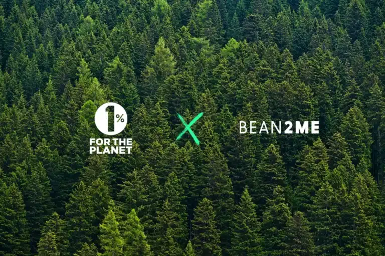 logo 1% for the planet et Bean2me sur fond de foret