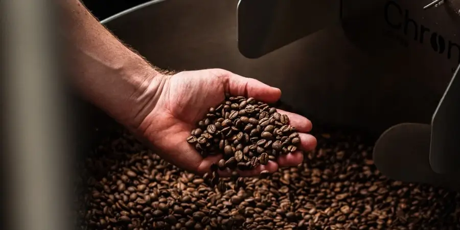 cafe-durable-bureau-suisse main dans reffroidisseur café torrefacteur